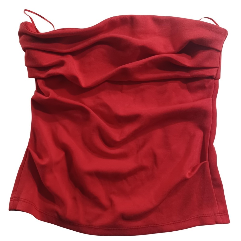 Envie Tank Top Womens M Red Off Shoulder Stretch Jersey Basic Summer Slim Fit